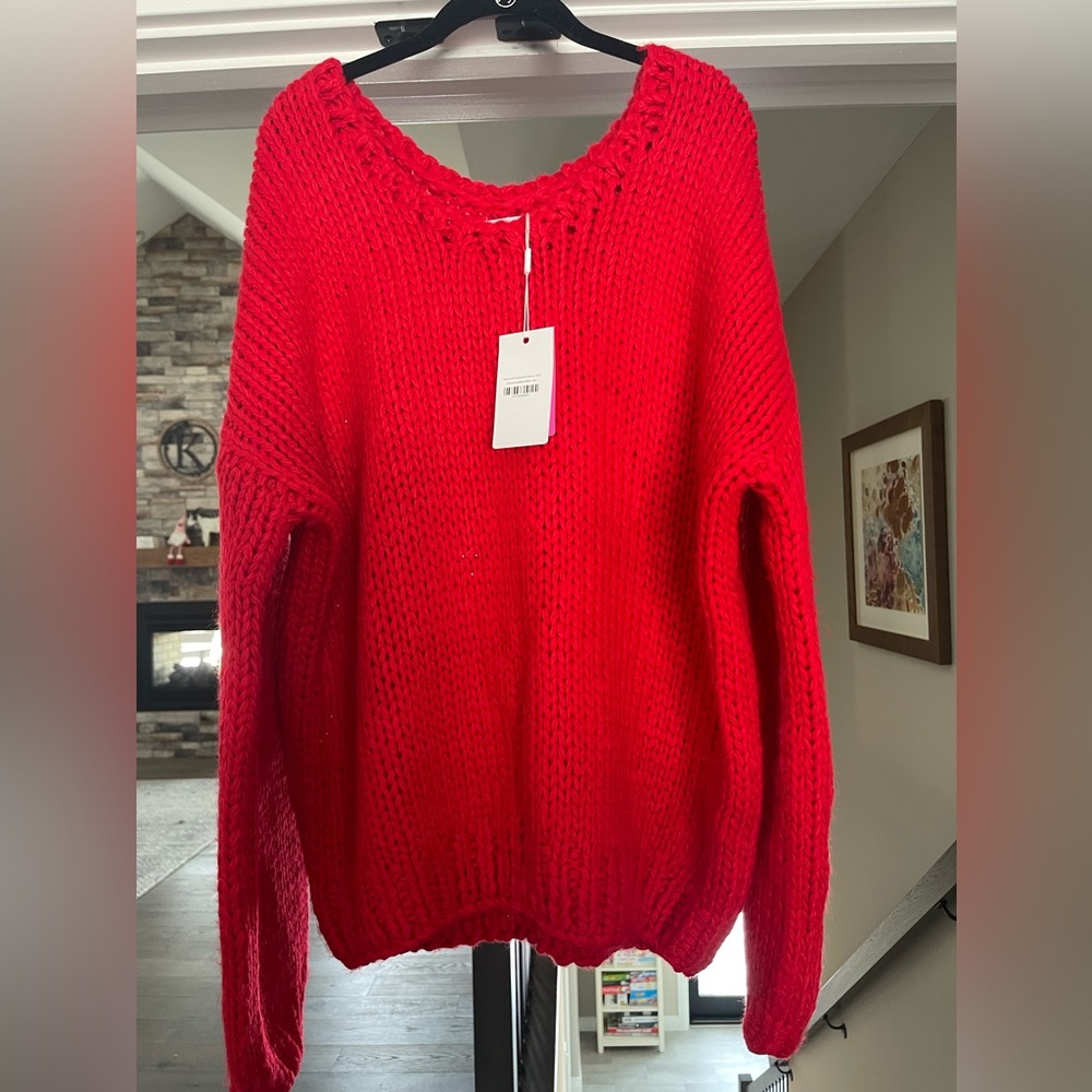 Beginning Boutique Delvey Chunky Red Sweater NWT